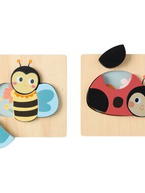 Little Town Ladybug & Bee Jerky Company Wooden 2pk Puzzles - 18+ months, NIB